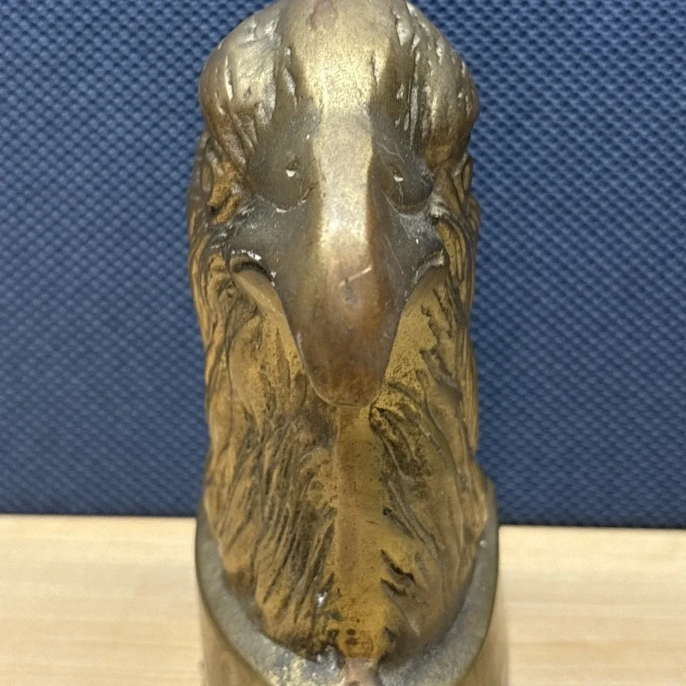 VTG Brass Bald Eagle Bird Heads Bookend Korea Federal Style Classic Decor